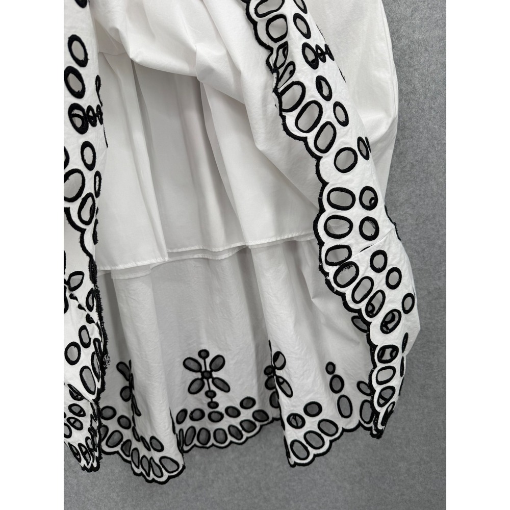 Anthropologie Moulinette Soeurs Skirt Women Eyelet Scalloped Poplin Size 10 - Picture 6 of 14